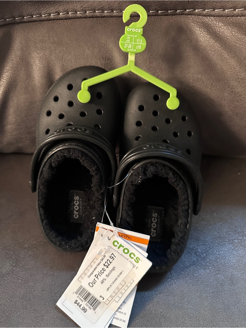 Crocs Classic Lined Clog Kids C10 Black Fleece Lined New With Tags Winter Shoes